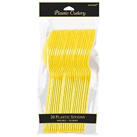 Amscan Plastic Spoons, 20 pieces, Yellow Sunshine