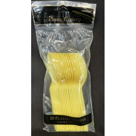 Amscan Plastic Spoons, 20 pieces, Yellow