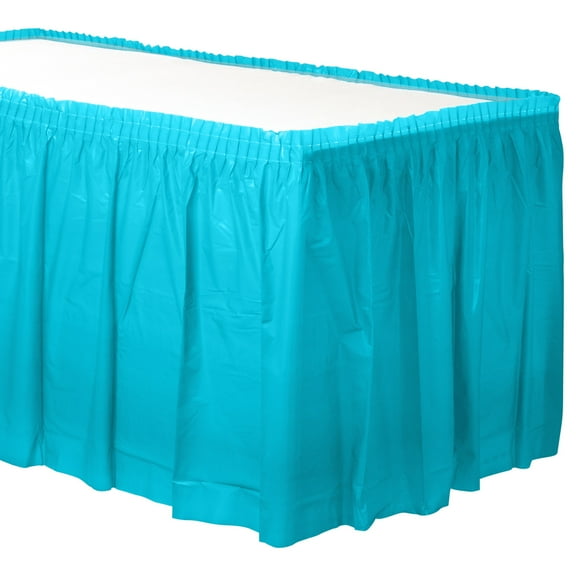 Amscan Plastic Table Skirts, Caribbean Blue, 21 x 29", Pack Of 2 Skirts