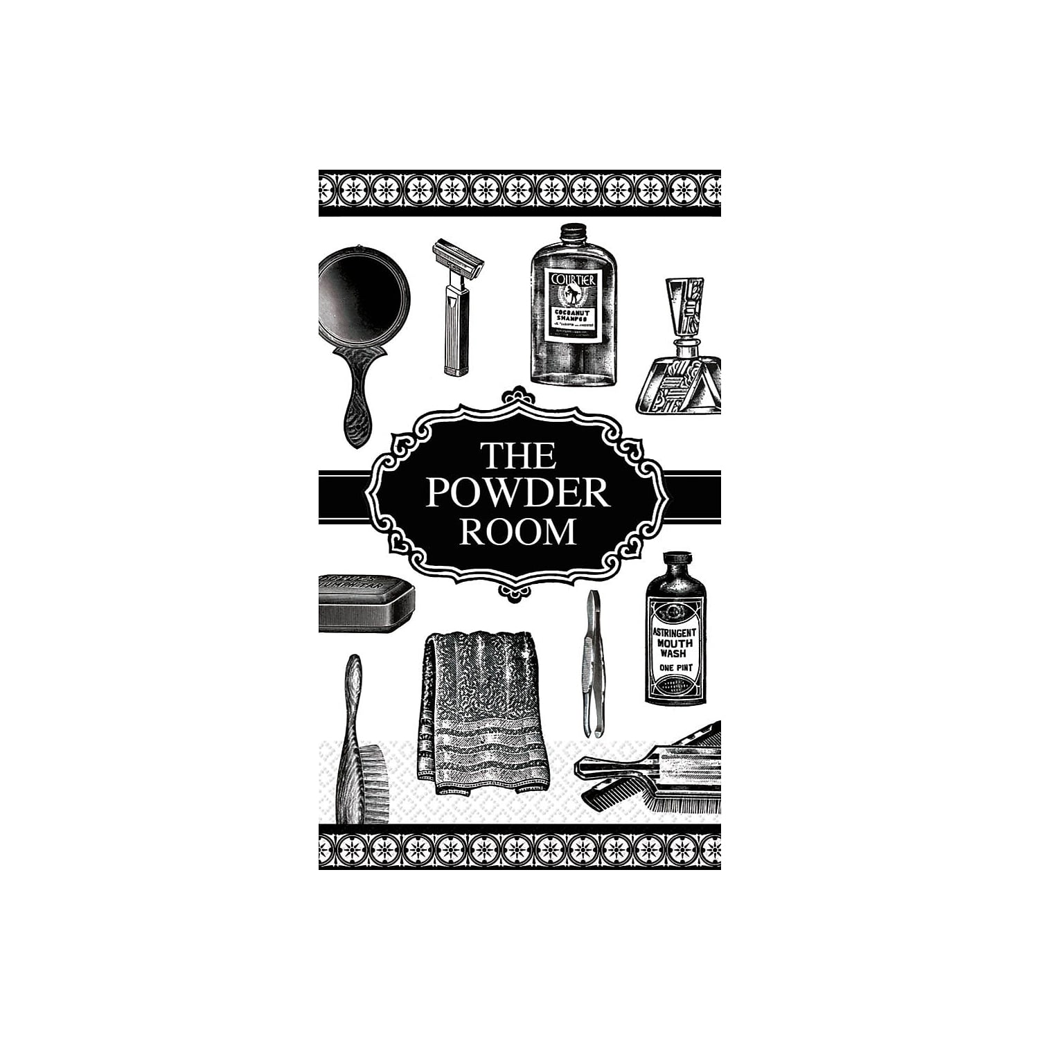 Amscan Powder Room Guest Towel 2-ply Black/White 16 Napkins/Pack 4/Pack ...