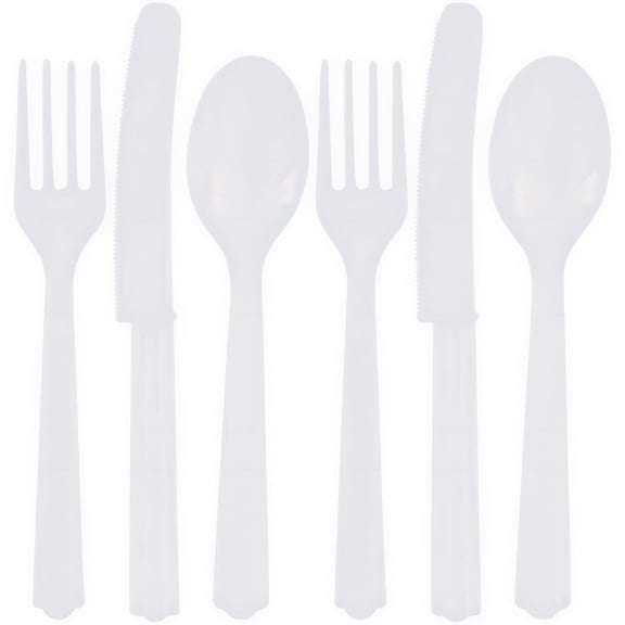 Amscan Premium Assorted Party Cutlery, 9 x 4.3, Clear