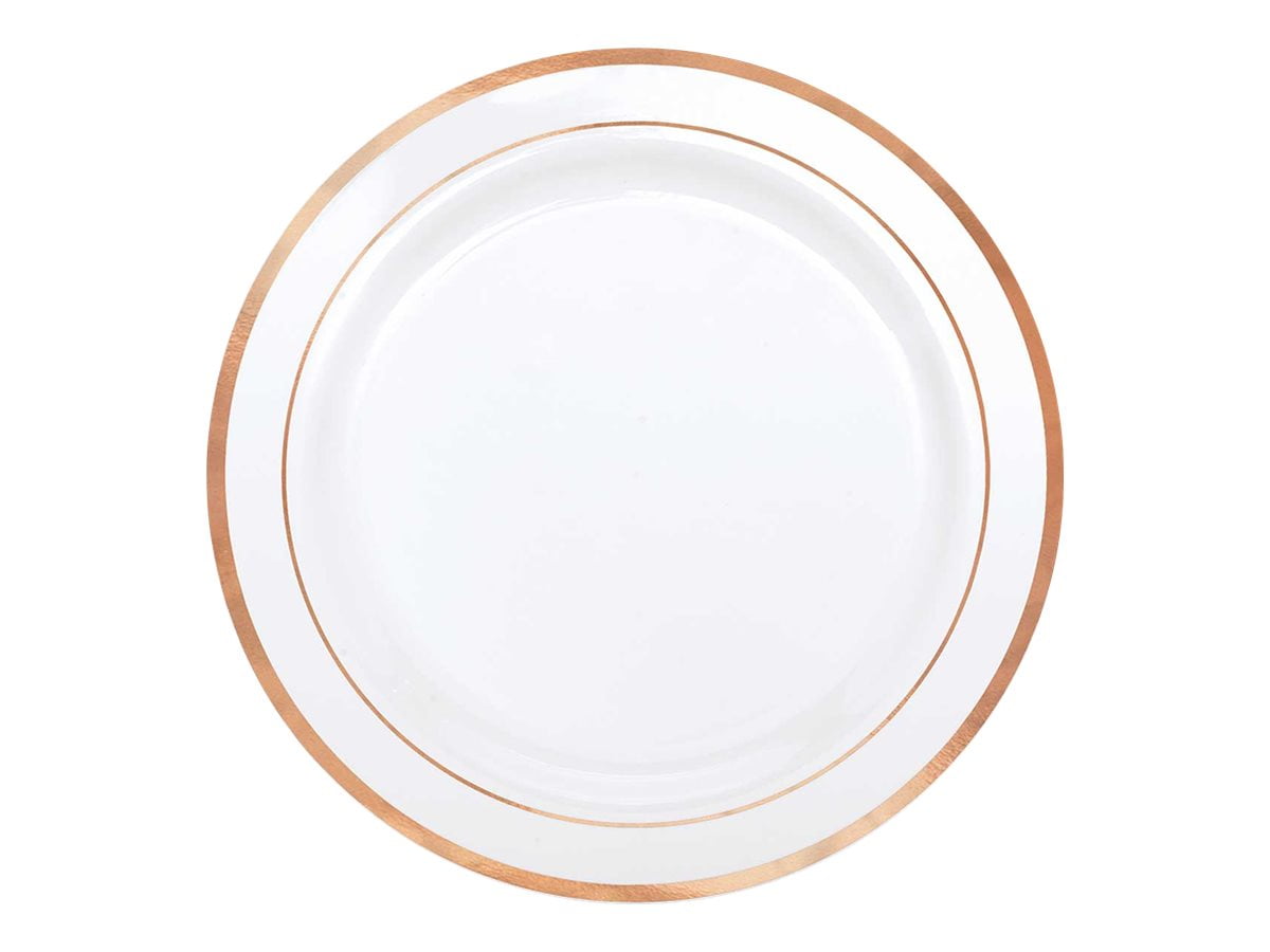 Amscan Premium Party Plate White with Rose Gold Trim (430547)