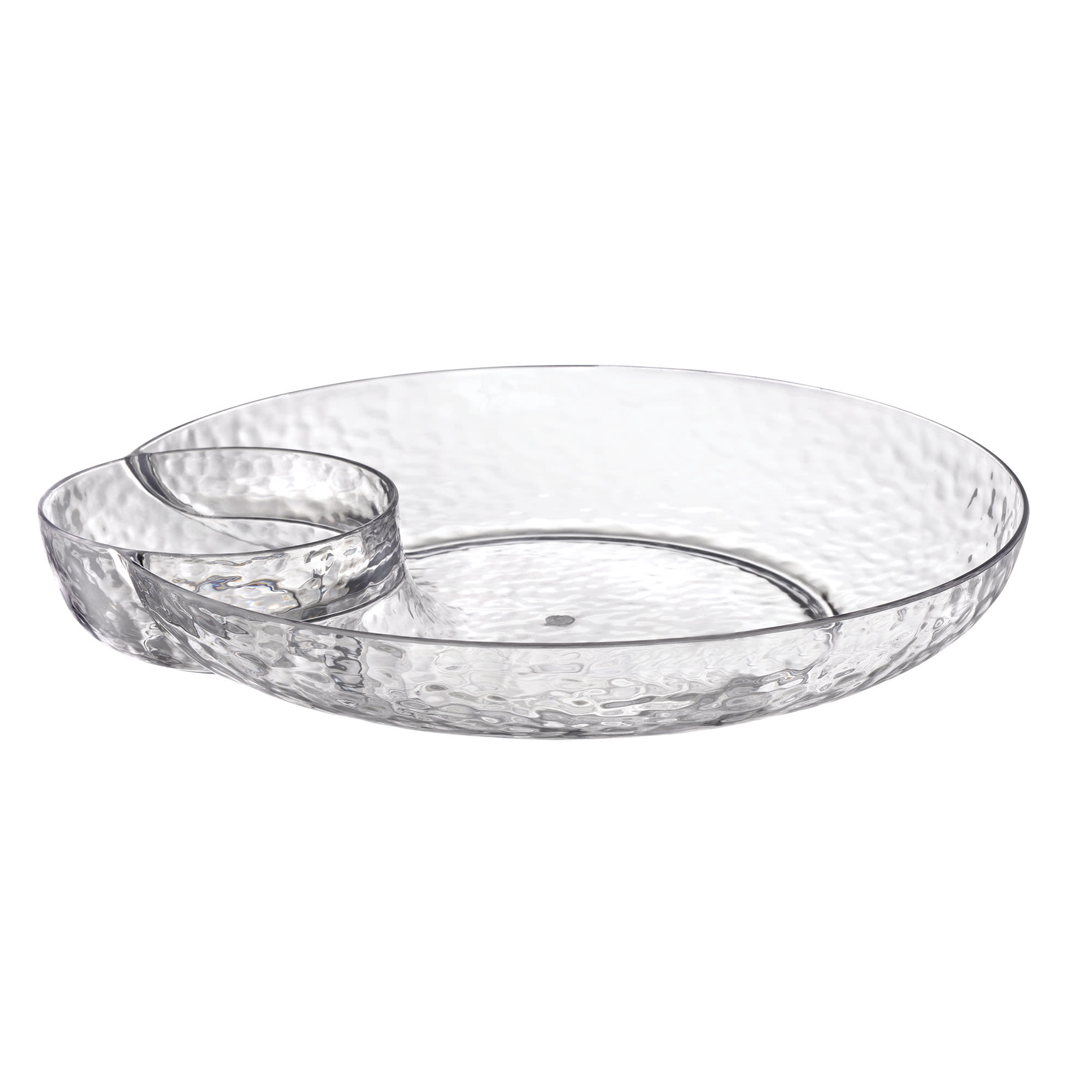 Amscan Premium Plastic Hammered Chip And Dip Trays, 15", Clear, Pack Of