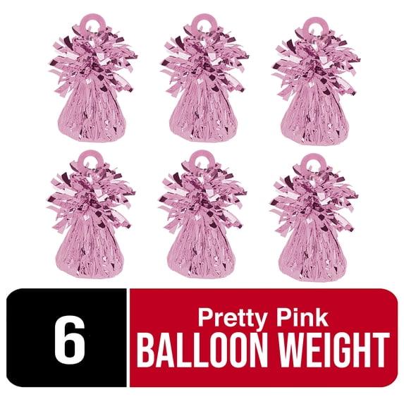Amscan Pretty Pink Small Foil Balloon Weights – 6 Count
