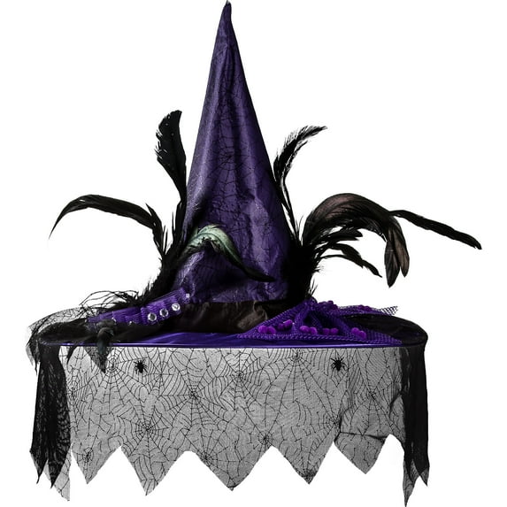 Amscan Purple Witch Hat Deluxe Halloween Costume Accessory, One Size