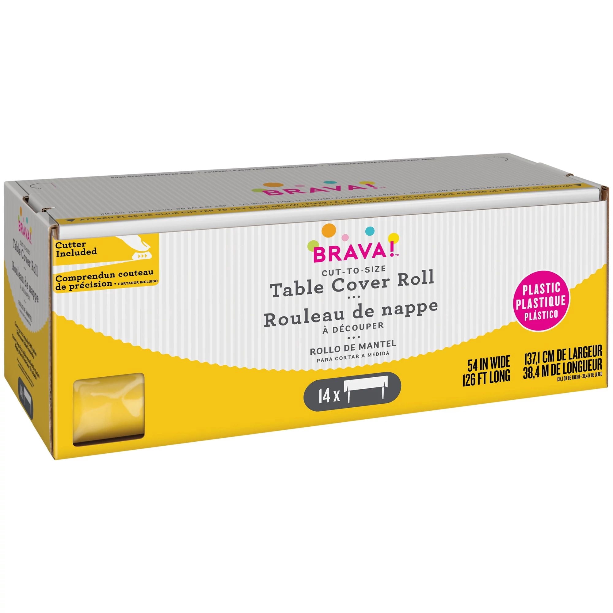 Amscan Rectangle Plastic Reusable Table Cover Roll with Slide Cutter ...