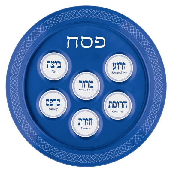 Amscan Religious Passover Seder Plates, 12", Blue, Set Of 2 Plates