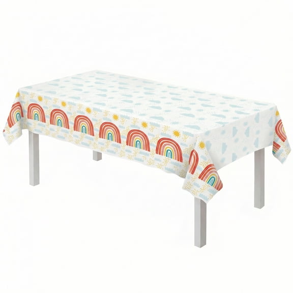 Amscan Retro Rainbow Plastic Table Cover for Kids' Parties – 2 Count, 54" x 96"