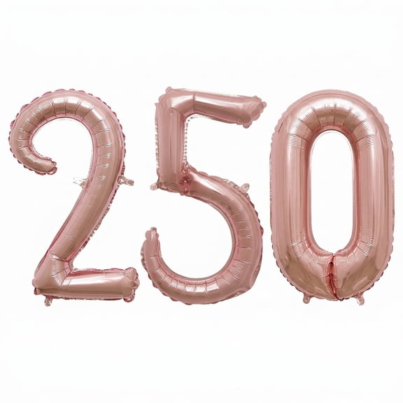Amscan Rose Gold Script 250 Foil Balloon Set, 3 Count, 8in Air-Filled Script Number Balloons (2, 5, 0)