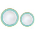 thumbnail image 1 of Amscan Round Hot-Stamped Plastic Bordered Plates, Robin's Egg Blue, Pack Of 20 Plates, 1 of 1
