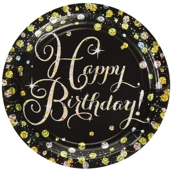 Amscan Round Prismatic Plates | Sparkling Celebration Collection | 7" | 8 pcs | Birthday