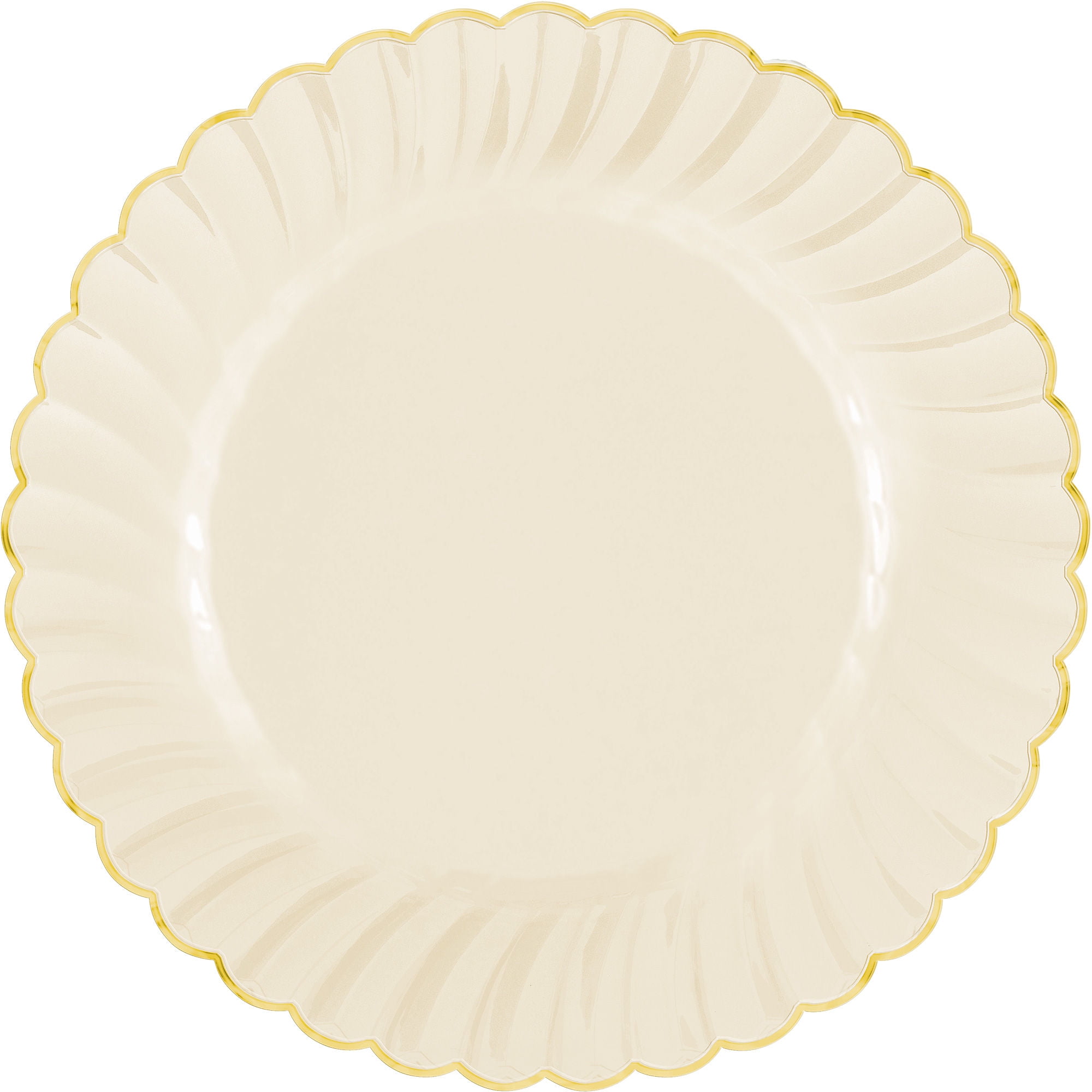 Amscan Scalloped Premium Plastic Plates With Trim, 10-1/4