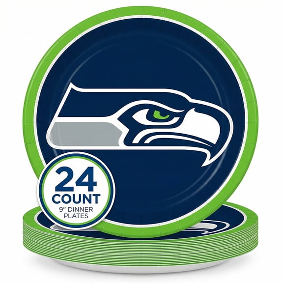 Amscan Seattle Seahawks NFL Paper Party Plates – 9" | 24 Count