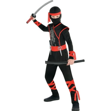 Amscan Shadow Ninja Halloween Costume for Kids, Medium 8-10, Includes Jumpsuit, Hood, Headscarf and More