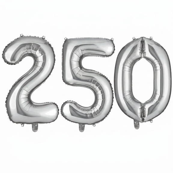Amscan Silver 250 Foil Balloon Set, 3 Count, 18in Metallic Number Balloons (2, 5, 0) Party Decoration