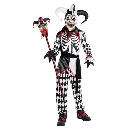 Amscan Sinister Jester Boy's All Occasion Fancy-Dress Costume with Mask including Hat Child, M (8-10)