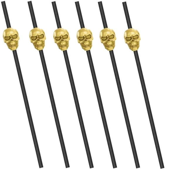 Skull Reusable Plastic Straws 6 Per Pack