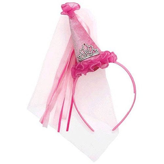 Amscan Sparkling Princess Birthday Party Cone Hat Headband Wearable Favor (1 Piece), 10" x 5