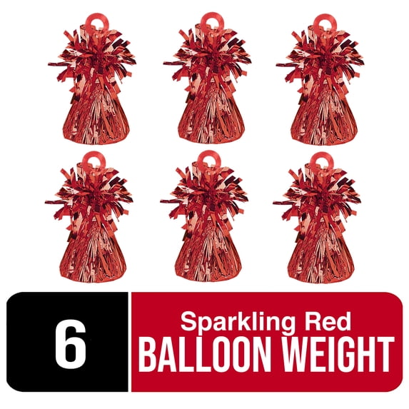 Amscan Sparkling Red Small Foil Balloon Weights – 6 Count