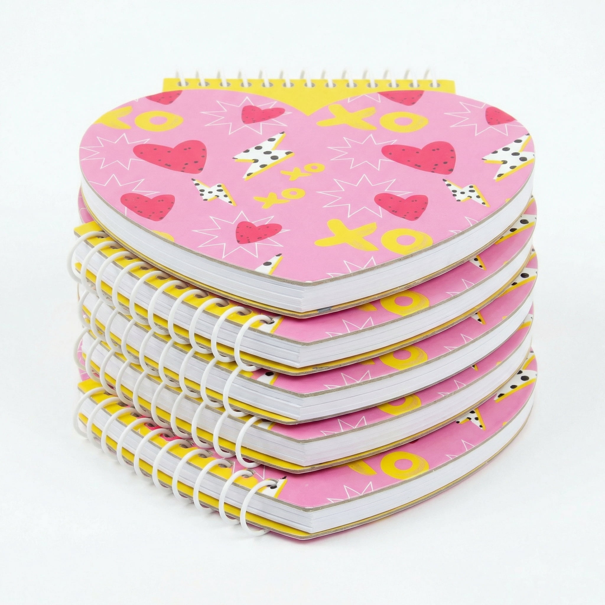 Amscan Spiral Heart-Shaped Notebook, Multicolor, 10 Count