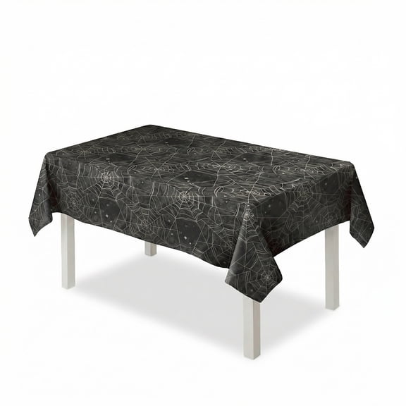 Amscan Spooky Spider Web Flannel-Backed Halloween Table Cover – 2 Count, 52" x 90"
