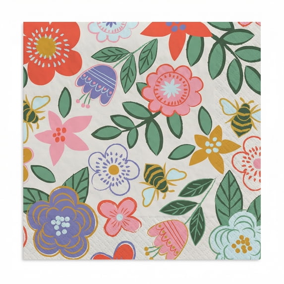 Amscan Spring Floral Luncheon Napkins, 32 Count, 6.5" x 6.5"