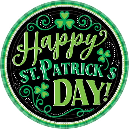 Amscan St. Patrick's Day Clover Me Lucky Round Paper Plates 9" Diameter 60/Pack (751906)