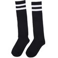 thumbnail image 1 of Amscan Standard Knee High Socks with White Stripes, Black, 10 x 3", 1 of 2