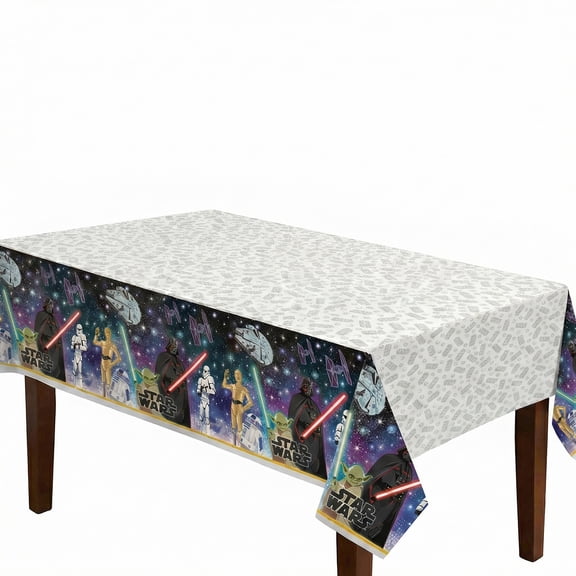 Amscan Star Wars Galaxy of Adventures Plastic Table Cover for Kids' Birthday Parties – 2 Count, 54" x 96"