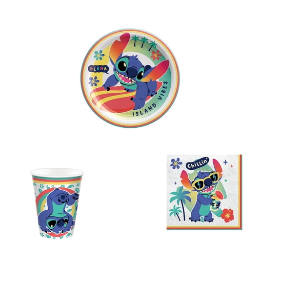Amscan Stitch Basic Party Kit for 8, 32 Pc Set, Plates 9", Cups 9oz & Napkins 5"