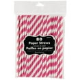 thumbnail image 1 of Amscan Striped Paper Straws, 7-3/4", Bright Pink, Pack Of 80 Straws, 1 of 2