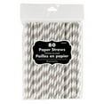 thumbnail image 1 of Amscan Striped Paper Straws, 7-3/4", Silver, Pack Of 80 Straws, 1 of 2