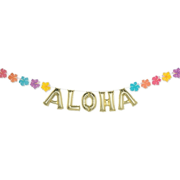 Amscan Summer Aloha Air-Filled Balloon Banner, 16", Multicolor