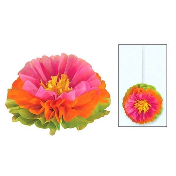 Amscan Summer Hibiscus Fluffy Flower Decorations, 16" x 16", Multicolor, 3 Pieces