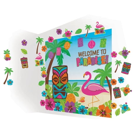 Amscan Summer Luau Scene Setter Room Decorating Kit, Set Of 32 Pieces