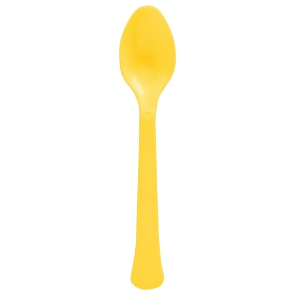 Amscan Tableware 20 Premium Plastic Forks, One Size, Sunshine Yellow