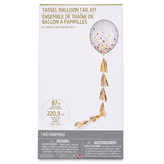 Amscan 24" Balloon and Tassel Fringe Balloon Tail Accessory Pink Gold 6-ft