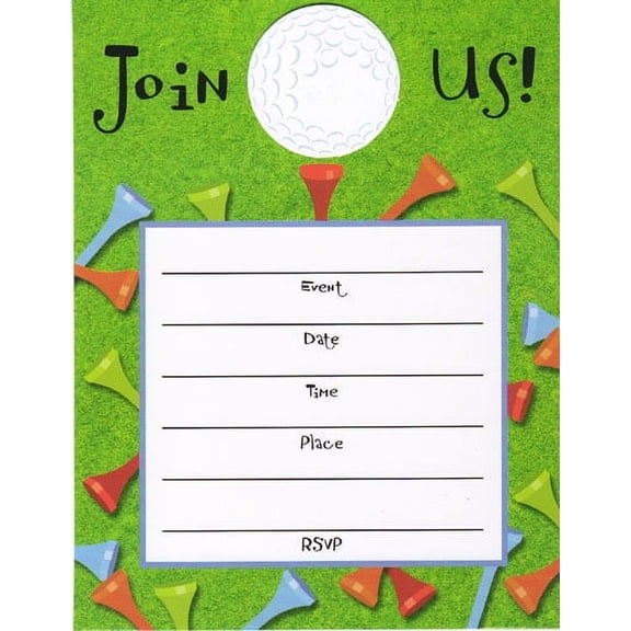 Amscan Tee Time Golf Party Invitations (8ct.) 3D NEW