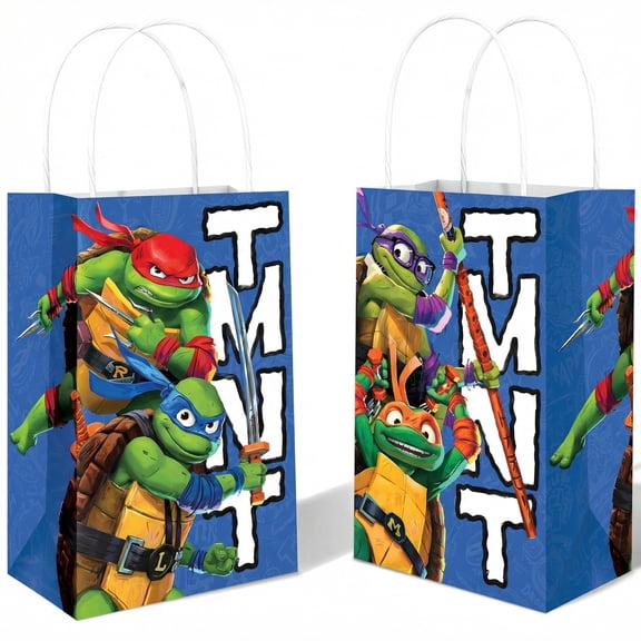 Amscan Teenage Mutant Ninja Turtles Party Favor Kraft Gift Bags, 16 Count