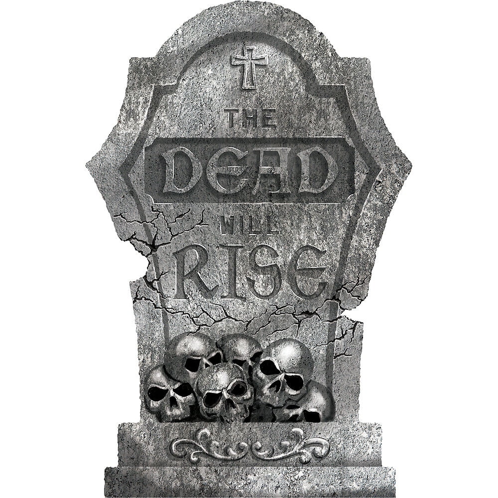 Amscan The Dead Will Rise Tombstones, 22" x 11", Gray, Set Of 2 Tombstones