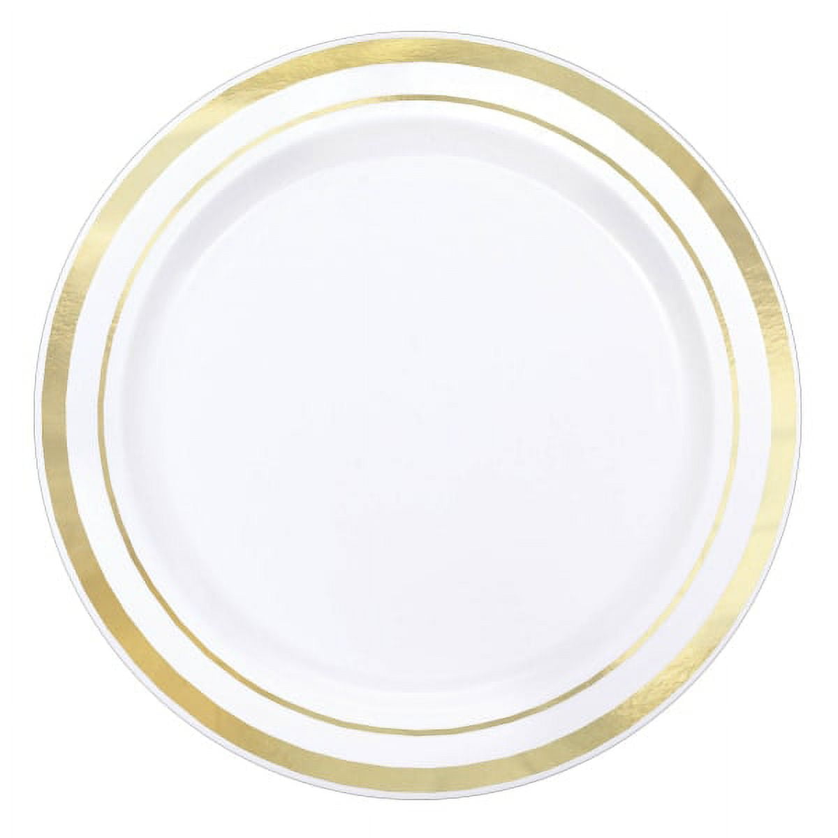 Amscan Trimmed Premium Plastic Plates, 6-1/4", Gold, Pack Of 40 Plates