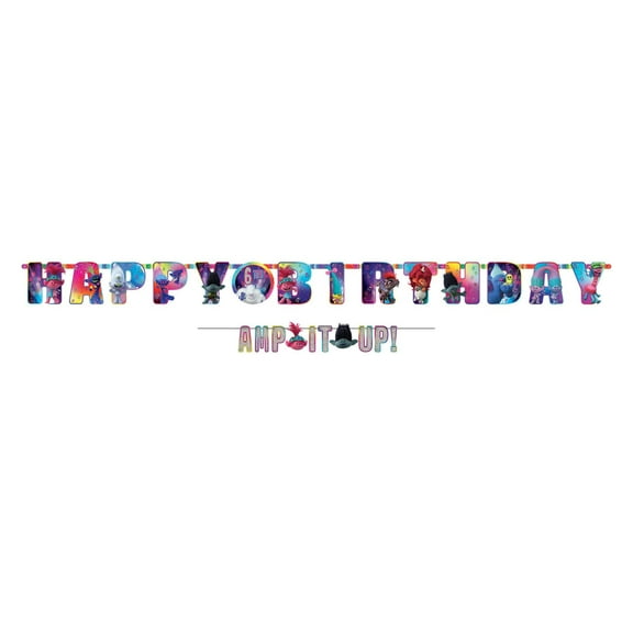 Amscan Trolls World Tour Jumbo Letter Birthday Banner Kit, 1 Each