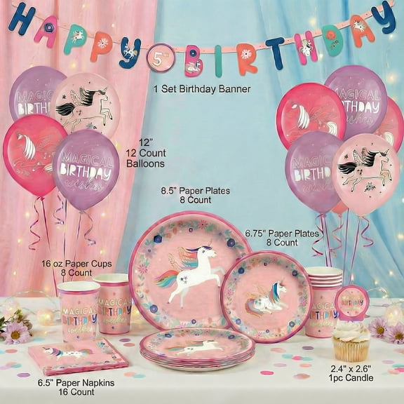 Amscan Unicorn Birthday Party Kit for 8