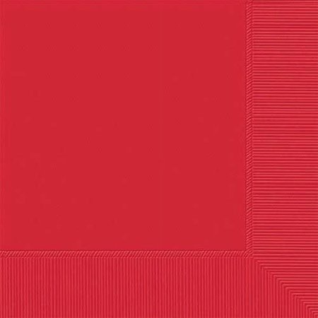 Amscan Value Solid Beverage Napkins, Apple Red Party Supplies, 5" x 5"