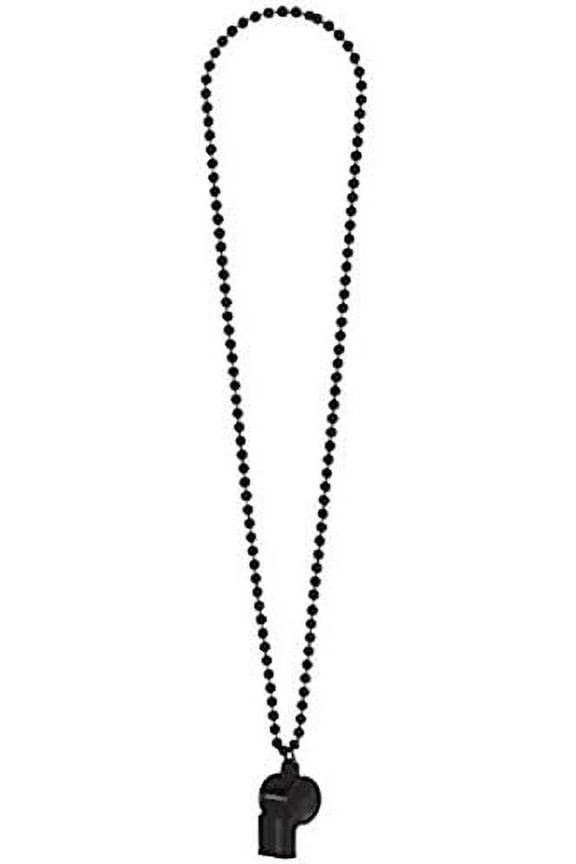 Whistle Bead Necklace Sports Noisemakers Accessory, Black, 36" Party Favors, 2"