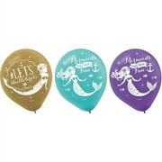 Amscan Wishful Mermaid Balloons, Gold, 6 Count