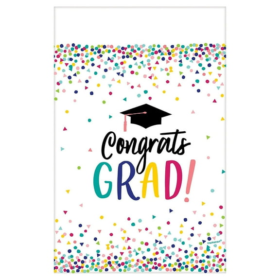 Amscan Yay Grad Graduation Tablecover Plastic 54 in. x 102 in. 3 Pack (572290)