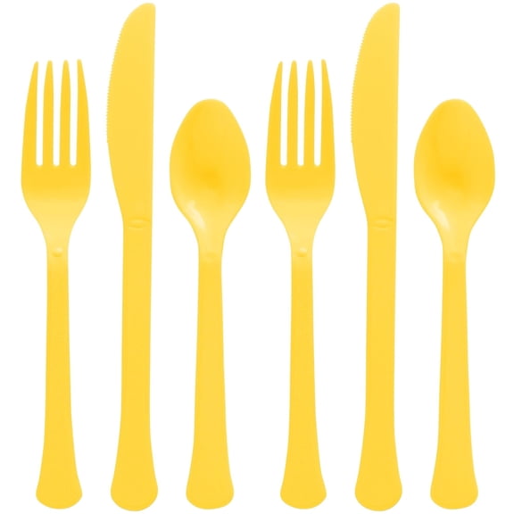 Amscan Yellow Sunshine Assorted Plastic Cutlery Set