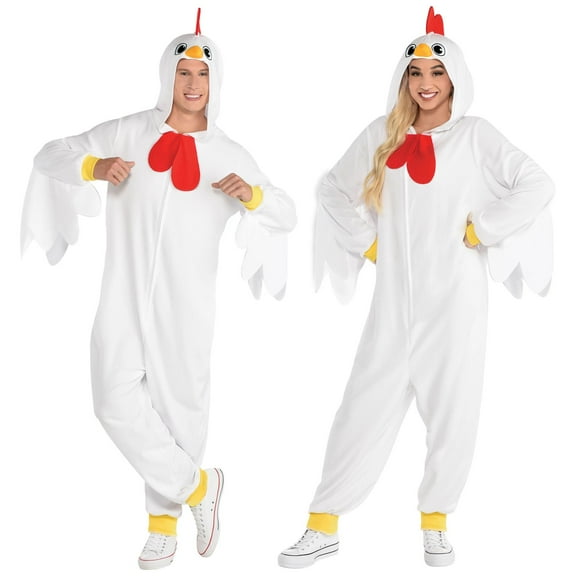 Amscan Zipster Chicken Halloween Costume for Adults, Large/Extra Large, Includes Hooded Jumpsuit