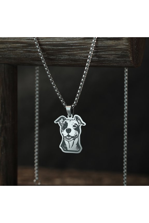 Amstaff Stainless Steel Cartoon Pendant Choker Pet Dog Animal Necklace for Women Jewelry Party Friend Gifts
